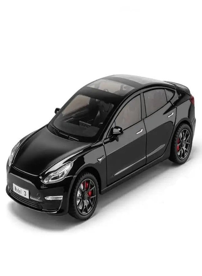 PEZYOX 1:24 Scale Exclusive Alloy Metal Pull Back Die-cast Car Model with Sound Light Mini Auto Toy for Kids Metal Model Toy Car with Sound and Light? (1.24 -Tesla Model 3- Black) - Image 1